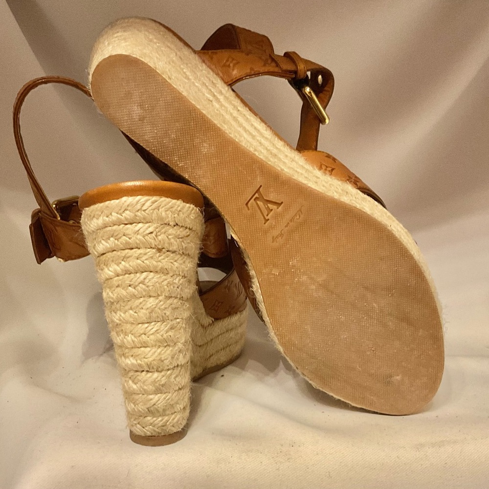 Louis Vuitton Brown Monogram Platform Sandals - Picture 4 of 6